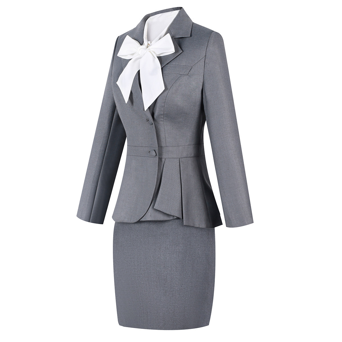 OL SHORT SKIRT SUIT PROFESSIONAL SKIRT HOTEL FRONT DESK WORK WEAR GRAY SUIT SKIRT OVERALLS UNIFORM OFFICE WORKER IS POSITIVE