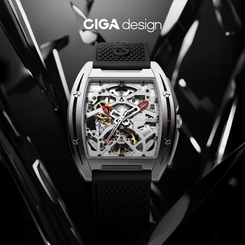 CIGA design玺佳锋芒系列机械腕表酒桶男士手表潮流镂空学生表