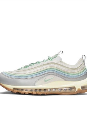 耐克Nike Air Max 97复古网布皮革低帮休闲跑步鞋女款灰绿色