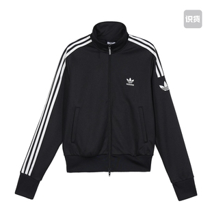 阿迪达斯三叶草外套女运动服高腰短款 翻领休闲夹克gf仓JI7536