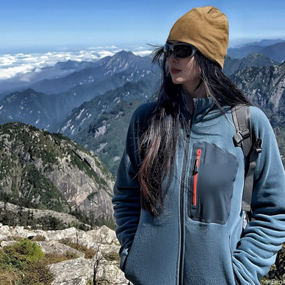 BP自制 MON平替户外复古撞色拼接外套运动立领保暖摇粒绒抓绒夹克