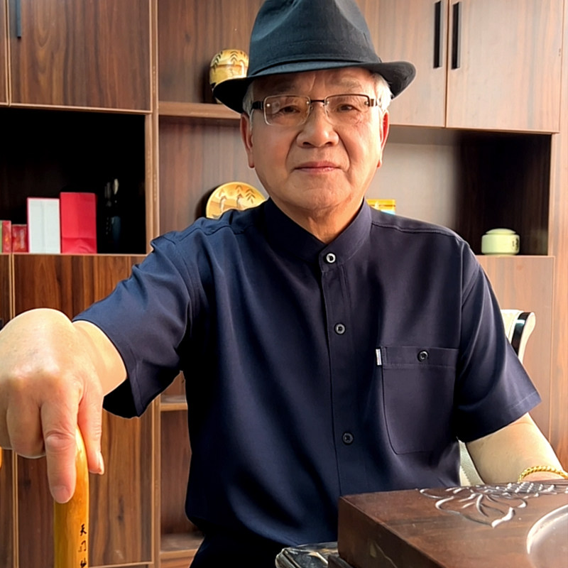 中老年套装男爸爸夏季国风复古宽松休闲立领短袖唐装套装老人爷爷