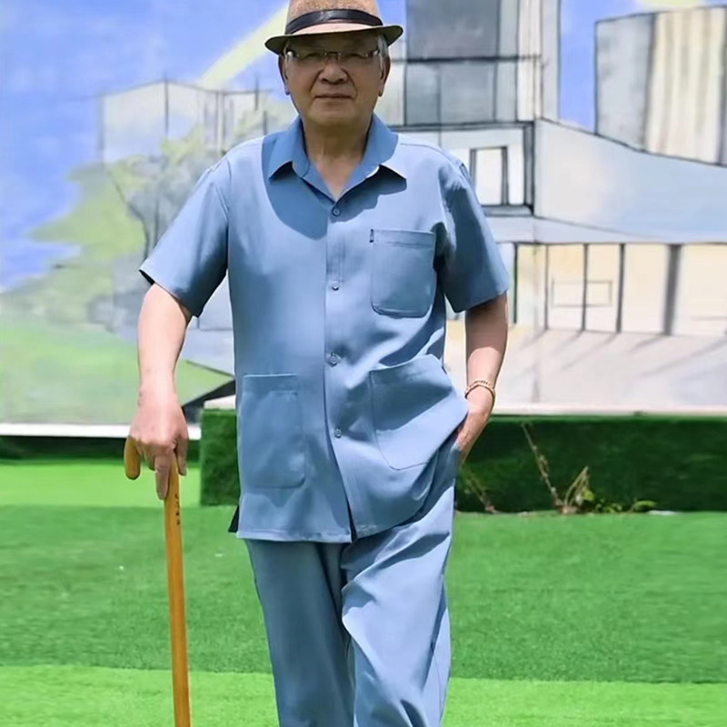 三口袋设计短袖翻领两件套