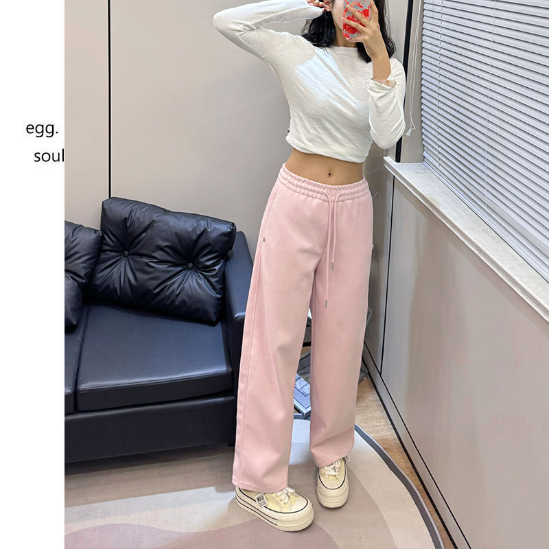 egg鸡蛋家贝壳扣装饰洋气减龄显瘦薄款春夏百搭休闲女士弯刀卫裤