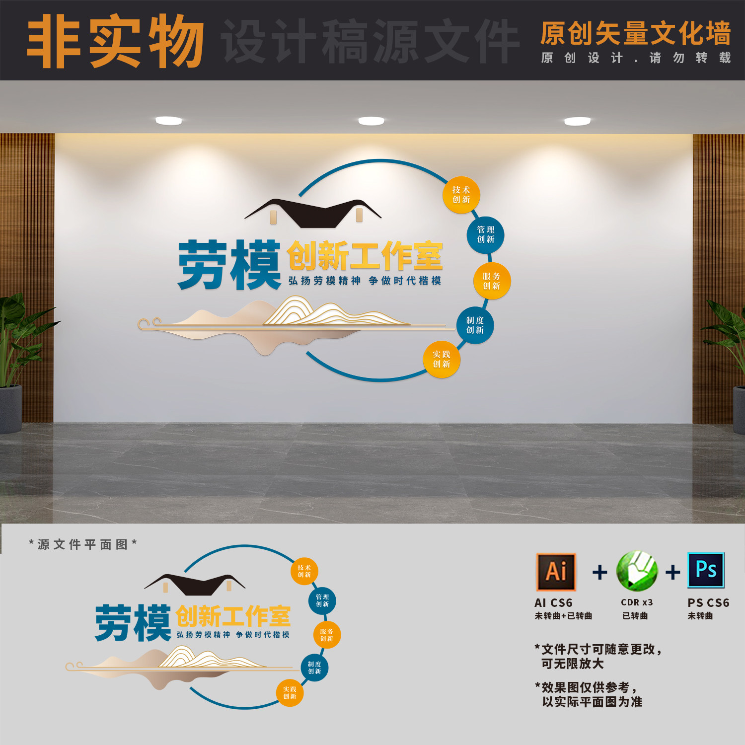 劳模创新工作室展板弘扬工匠精神劳模之家文化墙ai cdr psd设计稿