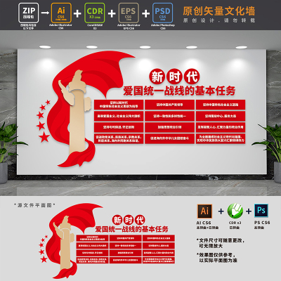 新时代爱国统一战线基本任务统战部侨联党建文化墙AI+CDR+PSD素材