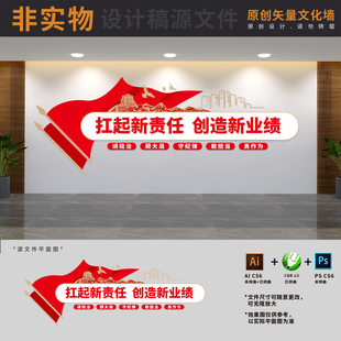 非公有制企业标语文化墙国企支部阵地背景展板AI+CDR+PSD设计素材