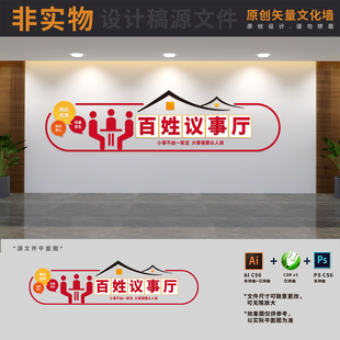 百姓议事厅群众说事室社区议事园有事好商量文化墙AI+CDR+PSD素材