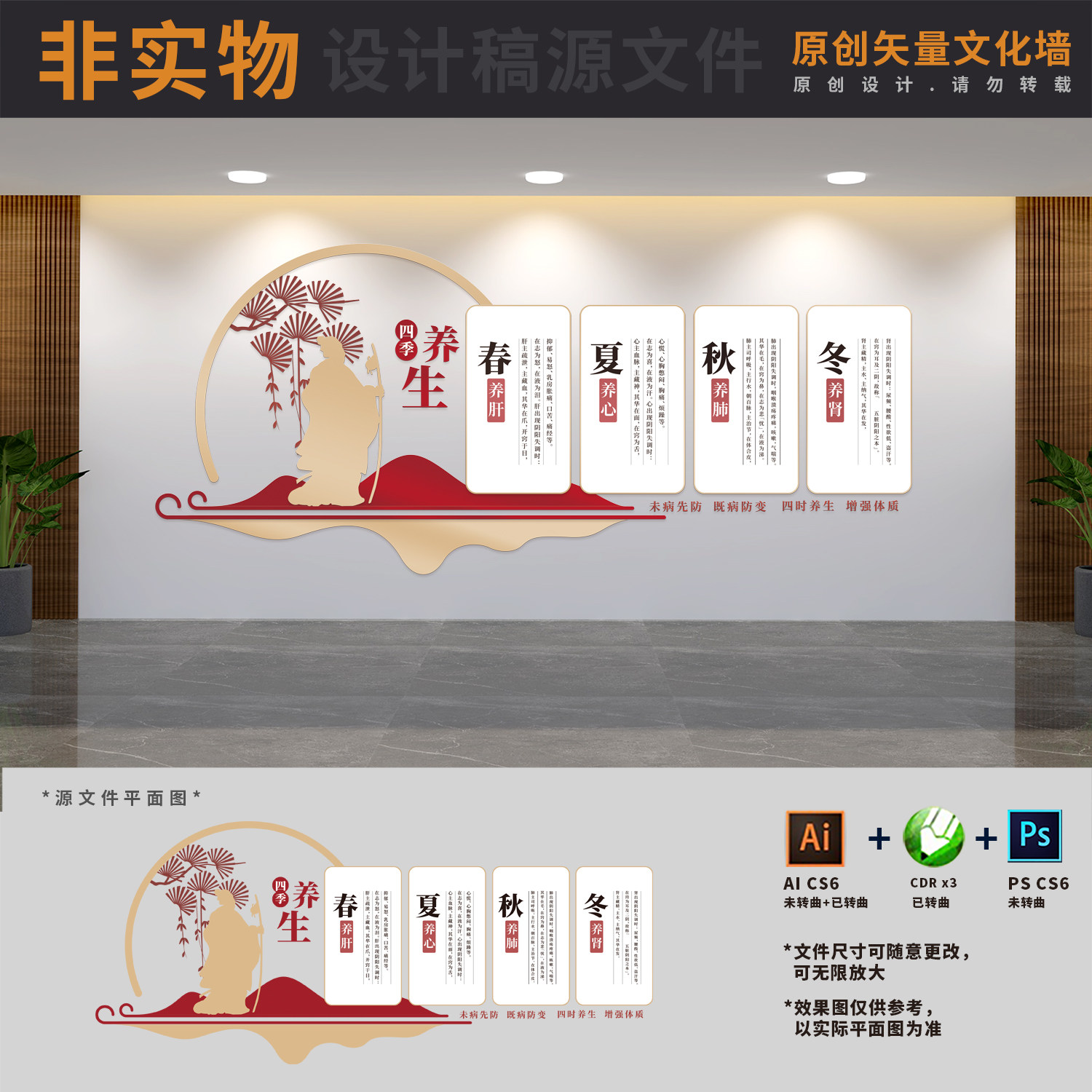 中医药医院科室宣传四季养生馆展板背景形象文化墙ai cdr psd素材