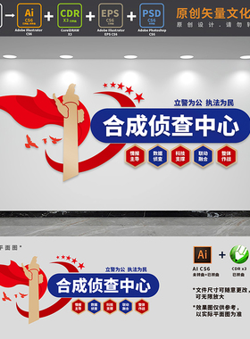公安局合成侦查作战中心大数据侦查智慧警务背景墙AI+CDR+PSD素材