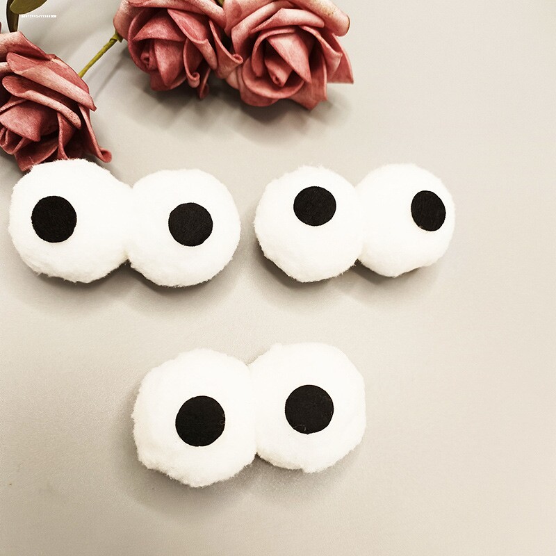 玩偶眼睛diy饰品可爱卡通毛绒球服装配件发绳帽子鞋袜大眼睛毛球