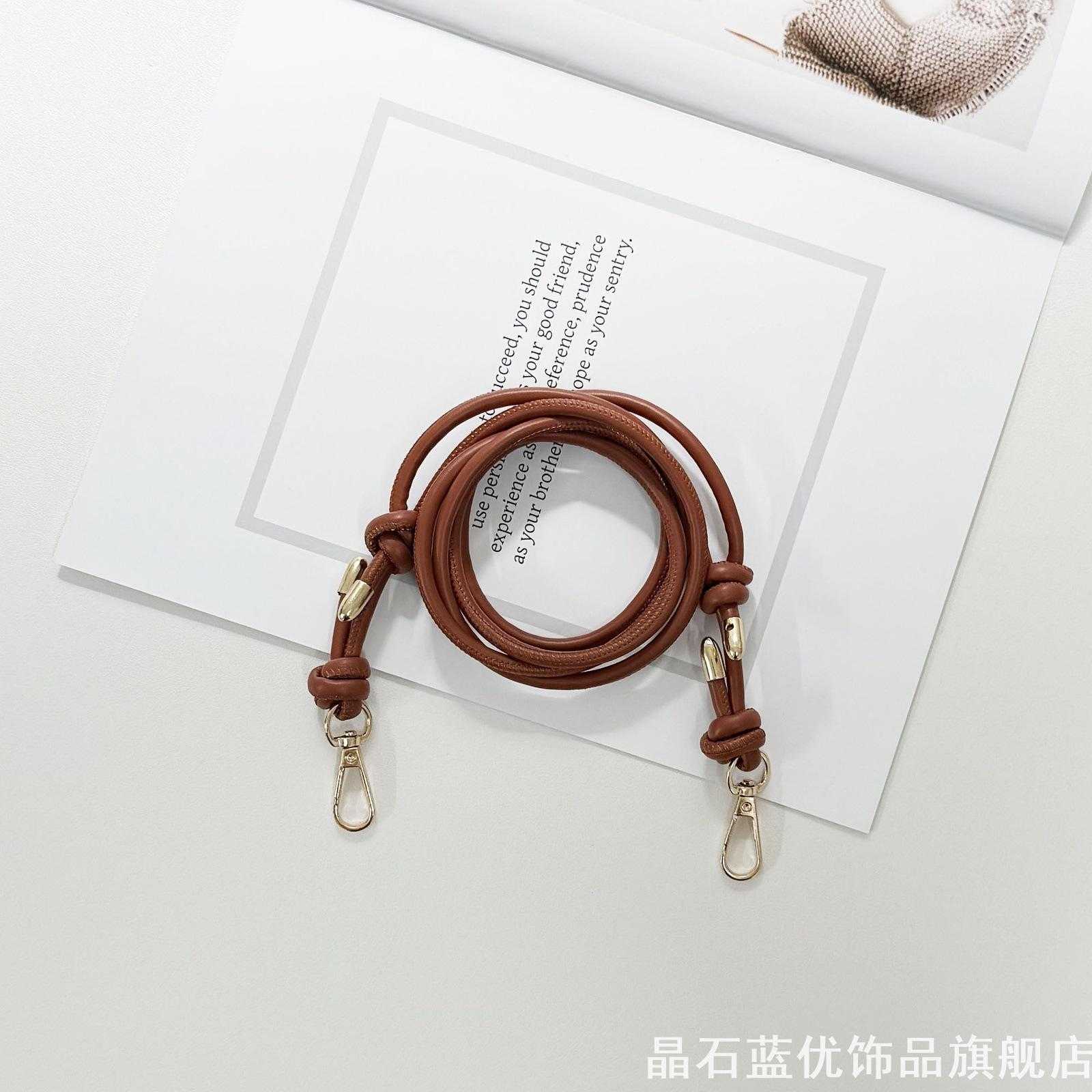 多色可选打结PU皮斜挎包带细款可伸缩手工小包替换包包肩带配件