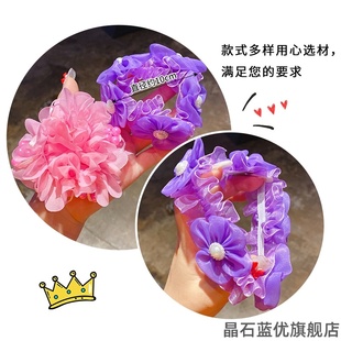 丸子头奶茶色头发发花花朵皮筋儿高弹力弹性好发加粗头绳发圈红发