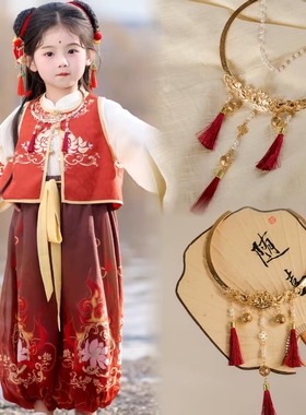 哪吒同款项圈COS造型红绳发饰流苏铃铛项链演出头饰配饰古风