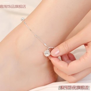 银色脚镯女银色古风脚链复古高级感铃铛开口宫铃环银色镯子脚踝