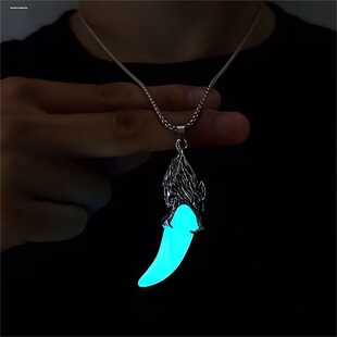 百搭项链儿童霸气仿狼牙吊坠夜光新款个性挂件民族风配饰饰品潮流