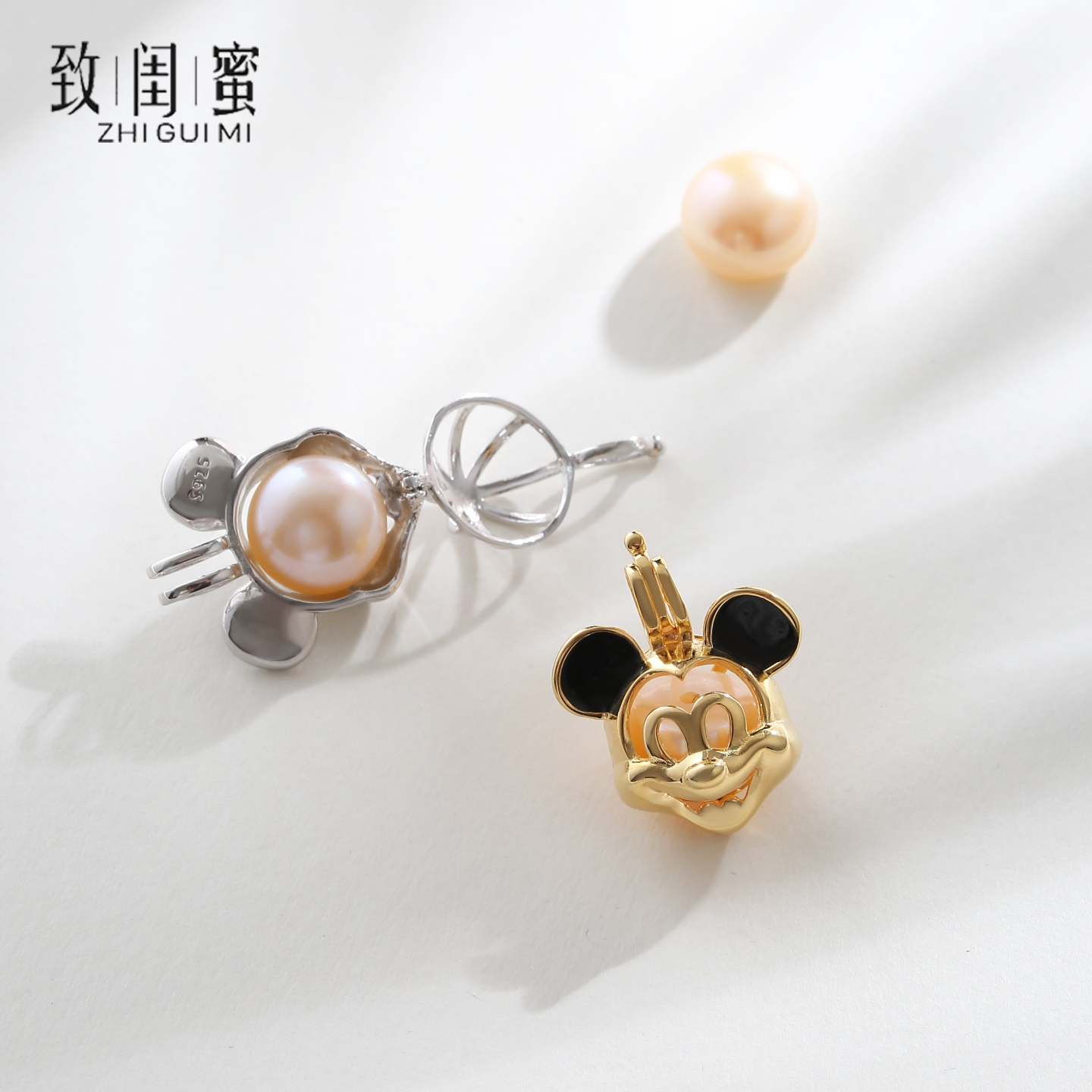 S925纯银无孔珍珠吊坠空托