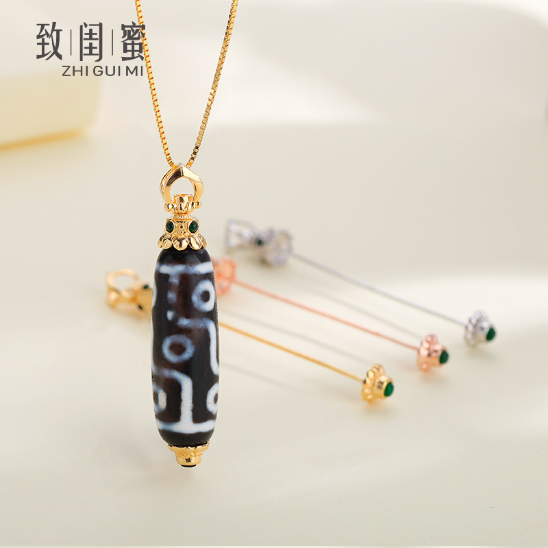 致闺蜜925银竖穿转运珠吊坠空托