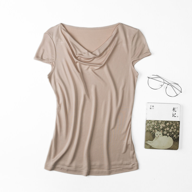 真丝短袖荡领打底衫女 100%桑蚕丝针织上衣T恤韩版百搭2020夏时尚在类目 女装/女士精品, T恤中 - 来自Buy2taobao.com提供专业的淘宝代购服务