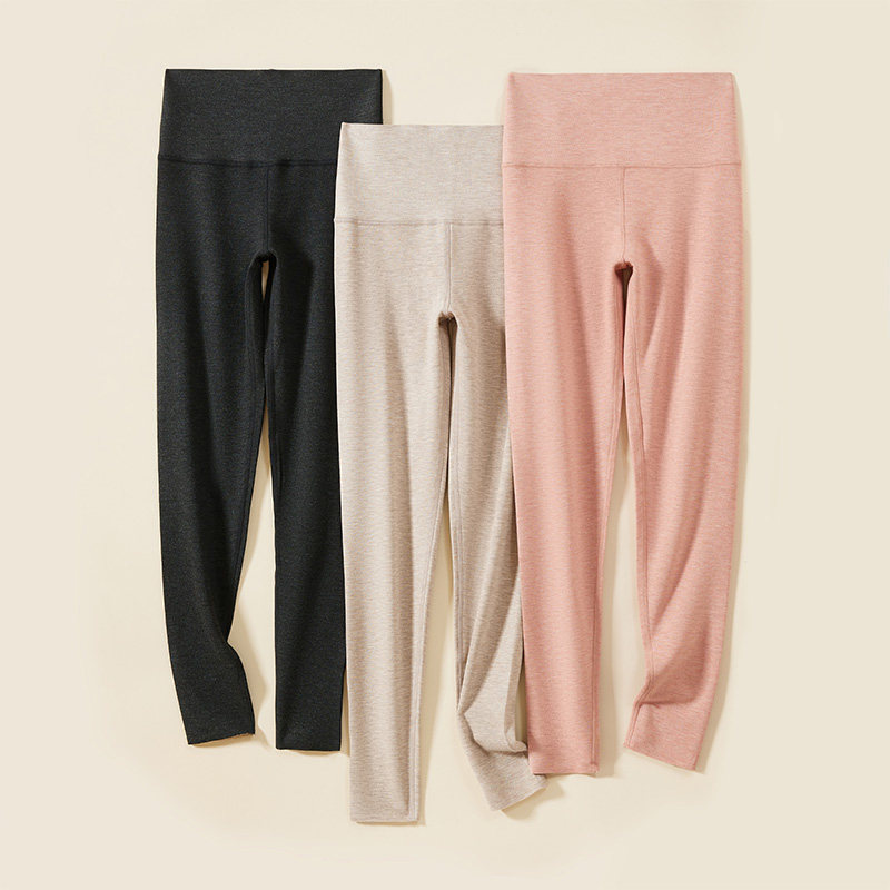 秋冬真丝羊绒高腰打底裤女 保暖修身高弹桑蚕丝秋裤加厚内搭防寒