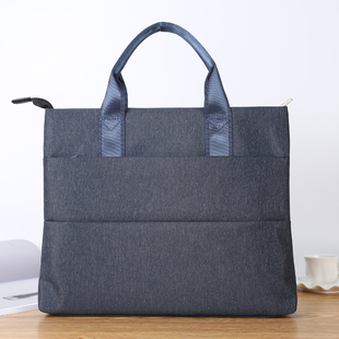 文件袋 JS-807 多层大容量拉链资料袋宣传档案袋单位开会办公会议袋A4男女士公文包帆布手提包可定制LOGO