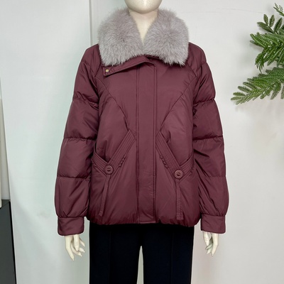 中老年妈妈装大毛领保暖羽绒服女