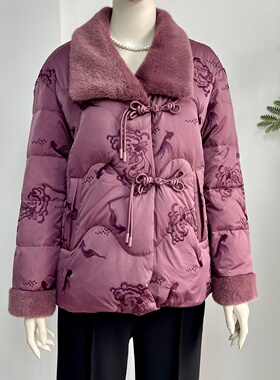 中老年新中式羽绒服女妈妈装冬季新款白鸭绒加厚保暖国风棉袄外套