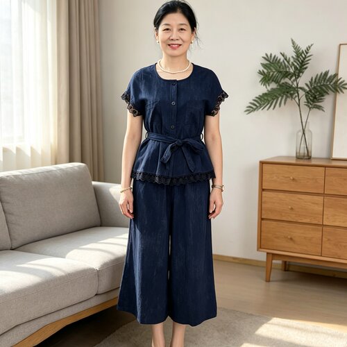 妈妈夏装时尚休闲套装短袖洋气女