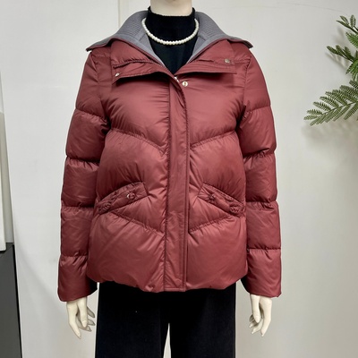 妈妈冬装短款红色羽绒服外套保暖