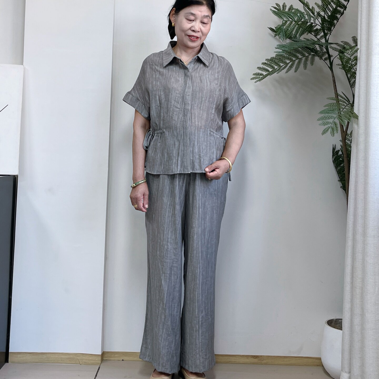 妈妈夏减龄洋气两件套中老年大码