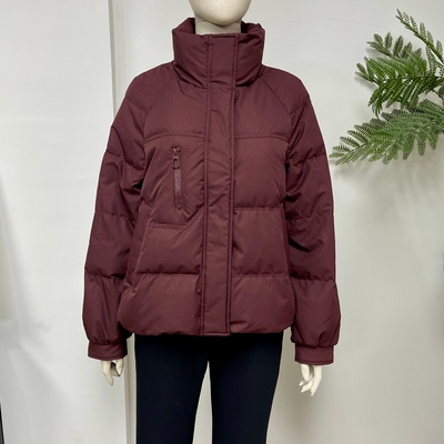 中年妈妈90白鸭绒立领红色羽绒服