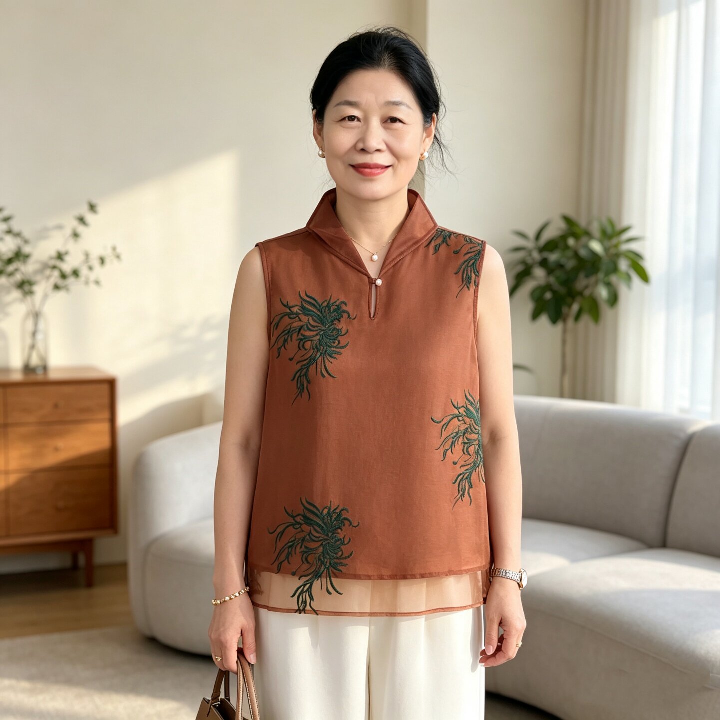 高级感无袖背心上衣女夏中年妈妈