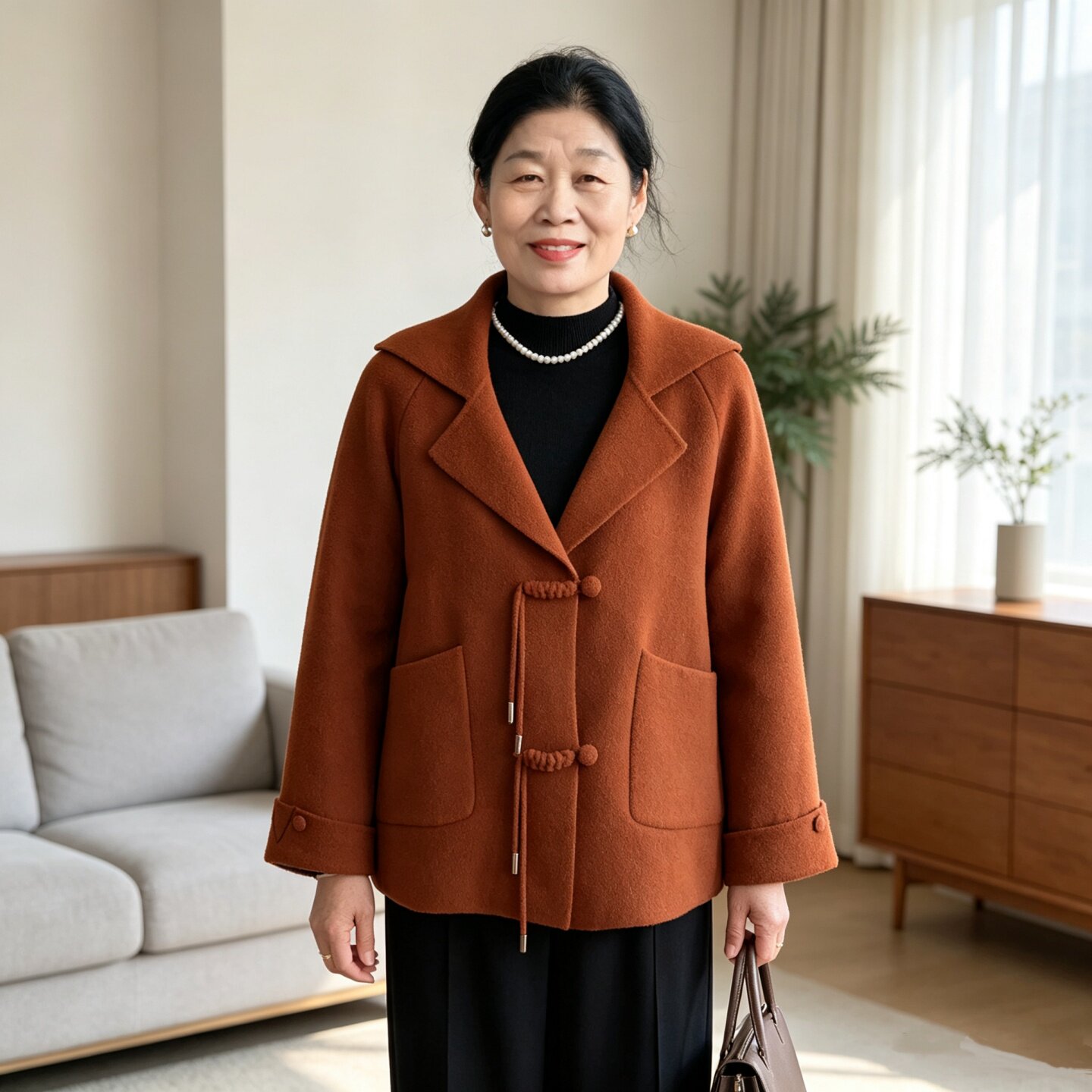 中老年秋冬貂绒外套女妈妈装加厚
