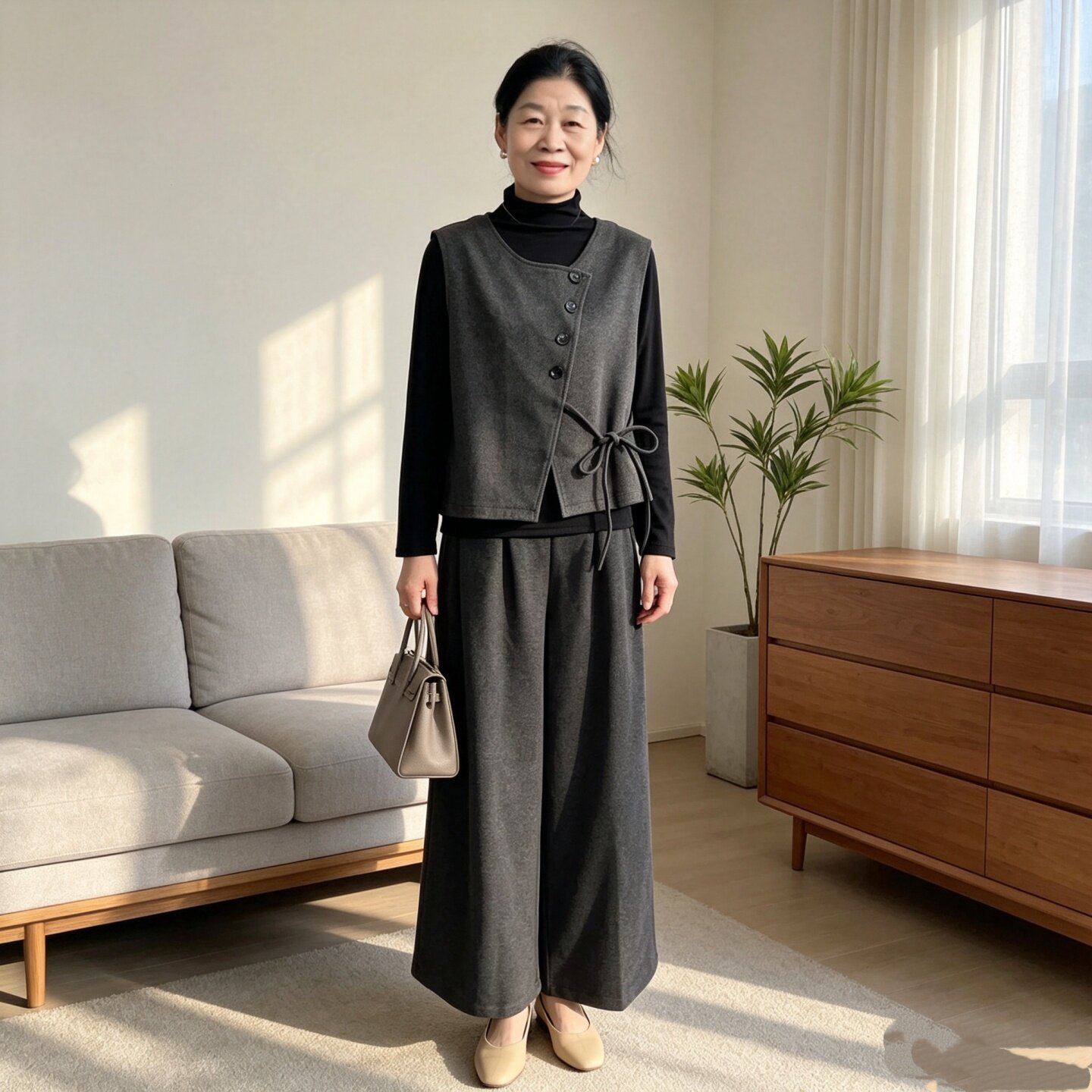 中年妈妈温柔系穿搭三件套女显瘦