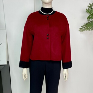 中年妈妈秋冬高贵羊毛呢外套2026款洋气中老年春秋双面羊绒短大衣