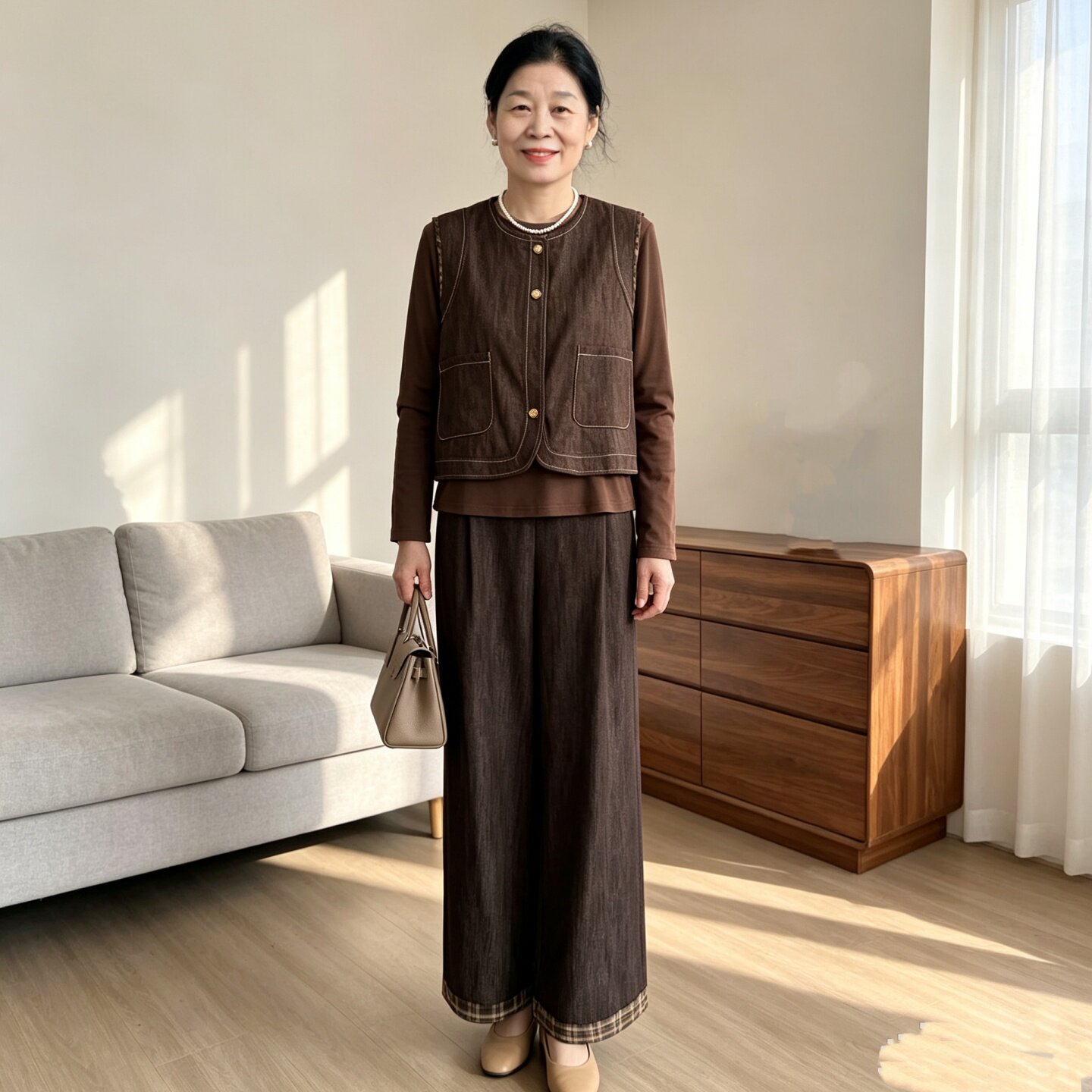 气质妈妈装洋气马甲三件套秋季款