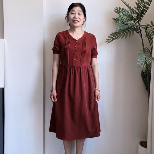 妈妈夏装红色连衣裙喜婆婆长裙子