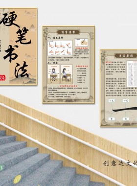硬笔书法教室墙面装饰挂图控笔练字培训机构文化墙布置海报画壁纸