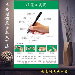小学生儿童标准坐姿正确坐姿写字握笔姿势图幼儿园布置海报挂图