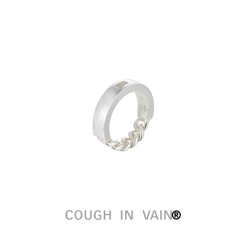 coughinvain拼接刻印银对戒指