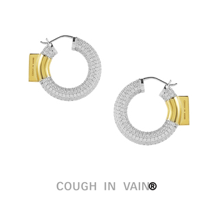 方牌拼接满钻925银圆耳环 VAIN COUGH