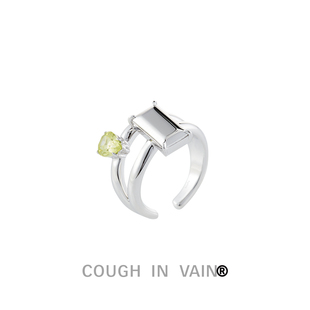 绿宝石镶嵌925银多层戒指 VAIN COUGH