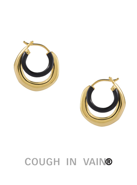 COUGH IN VAIN 不规则珐琅拼接双环925银耳环