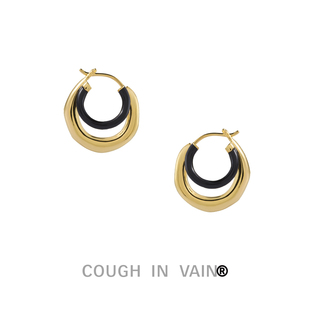 不规则珐琅拼接双环925银耳环 VAIN COUGH