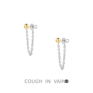 COUGH IN VAIN 拼色锁链925银耳环耳钉