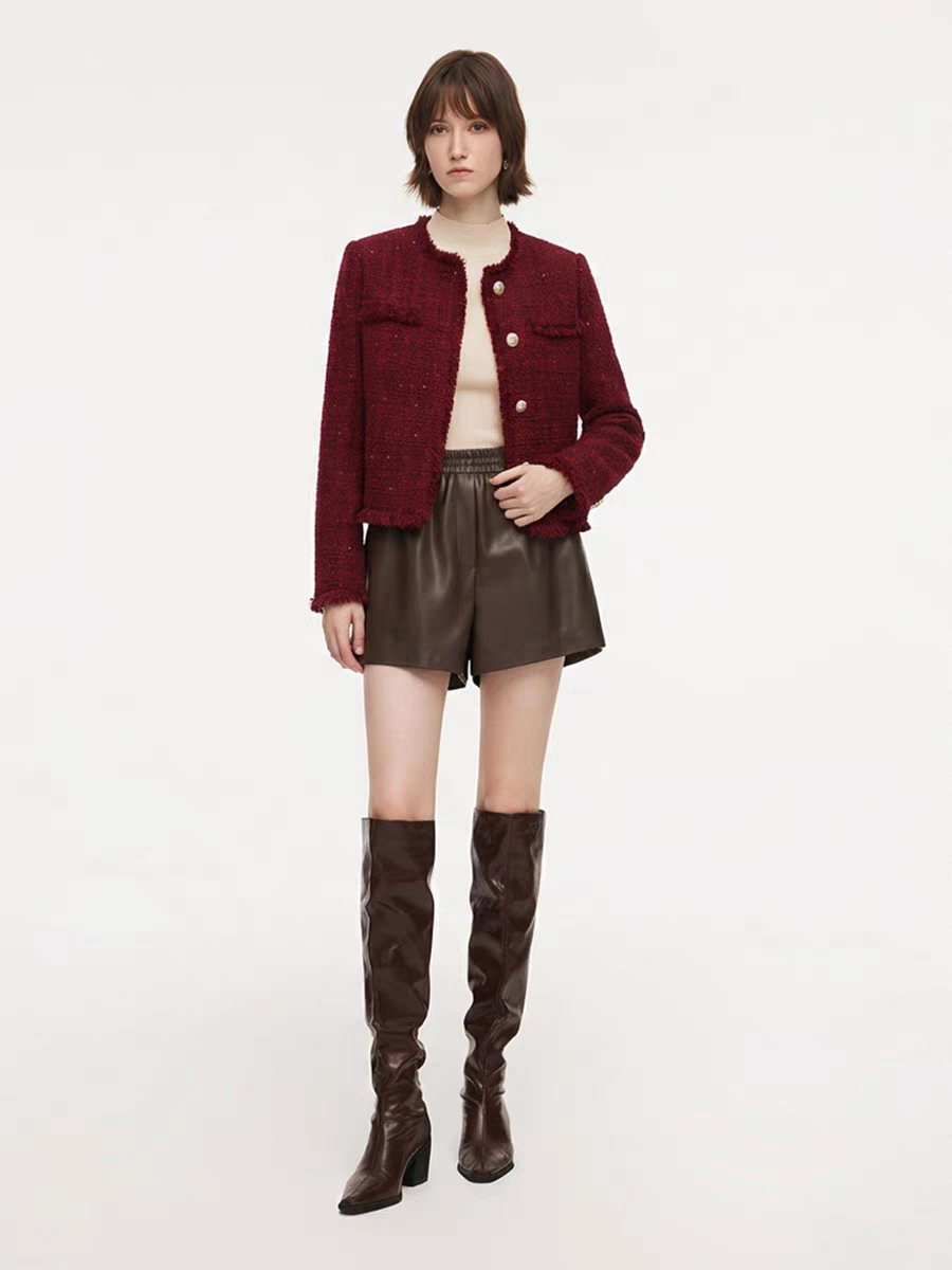 2026新春年货女装歌家法式高级感小香风新年红上衣新款短外套