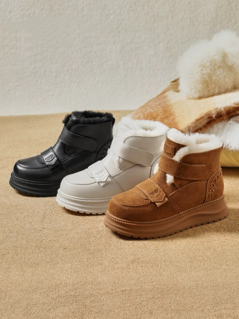 商场同款厚底毛毛雪地靴子轻便防滑保暖棉鞋魔术贴东北鞋E8R1DDD5