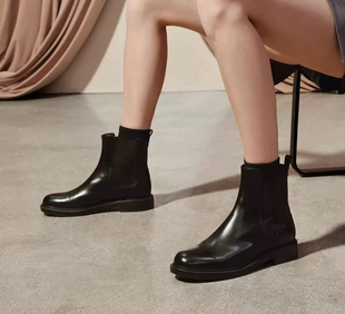 商场同款2025款Yesterday英伦风切尔西靴复古黑色短靴女EFI34DD5