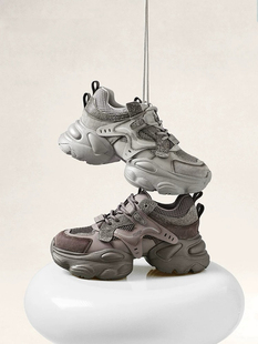 增高休闲运动鞋 商场同款 厚底商场新款 机能风灰老爹鞋 F1H1DAM6 女鞋