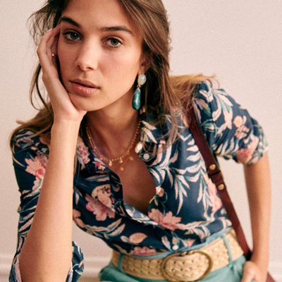 纯棉印花直筒气质百搭衬衫女上衣